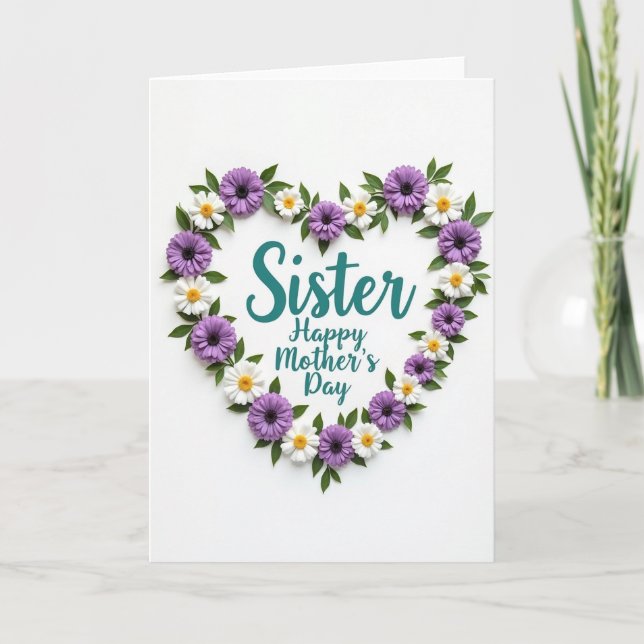 Teal Sister Happy Mothers Card (Front)