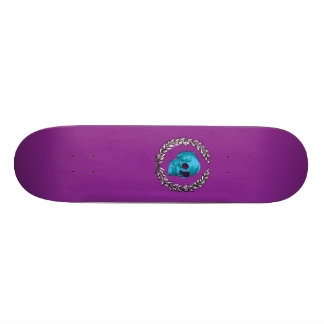 Teal Skull by Keren Richter Skateboard Deck