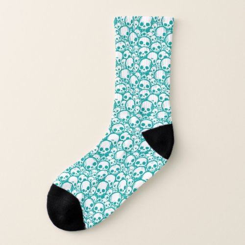 Teal Skull Pattern Socks