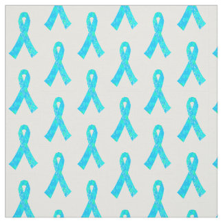 Teal Sky Blue Jigsaw Puzzle Pattern Ribbon Fabric