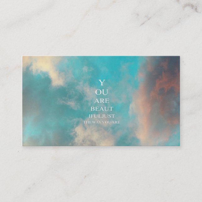 Teal Sky Blue Love Quote Business Card (Front)