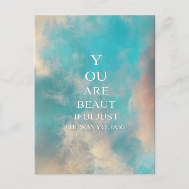 Teal Sky Blue Love Quote Postcard (Front)