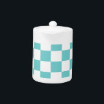 Teal Sky Checkerboard Teapot<br><div class="desc">This gorgeous shade of blue could be found in a sky on any given day, as the sky changes hues frequently. In any case we couldn’t resist giving it a fun name like teal sky. There is an incorporation of white in a checkerboard pattern on these products. This is a...</div>