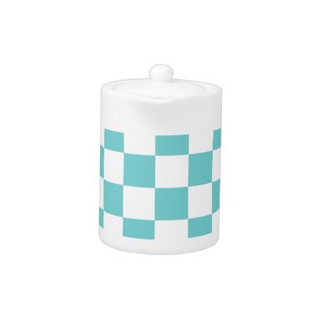 Teal Sky Checkerboard Teapot