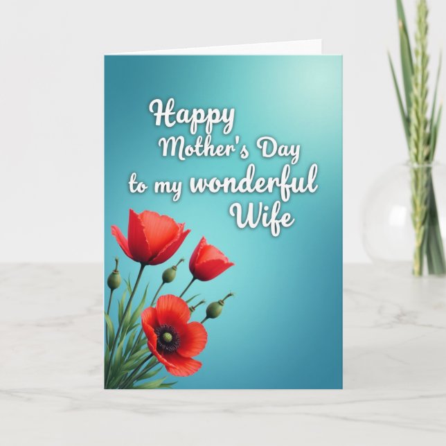Teal Sky Floral Mothers Day Card (Front)