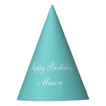 Teal Sky Happy Birthday Party Hats by LokisColors at Zazzle