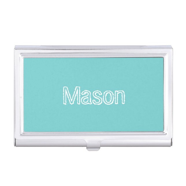 Teal Sky Personalized Business Card Holder (Front)