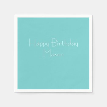 Teal Sky Personalized Party Paper Napkins by LokisColors at Zazzle