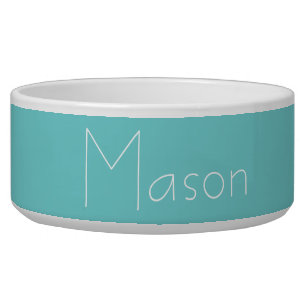 Teal Sky Personalized Pet Bowl