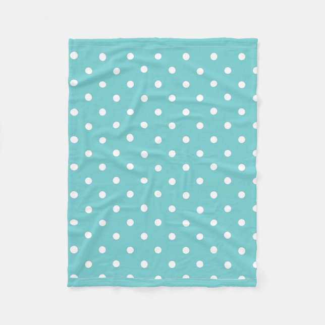 Teal Sky Polka Dot Fleece Blanket (Front)