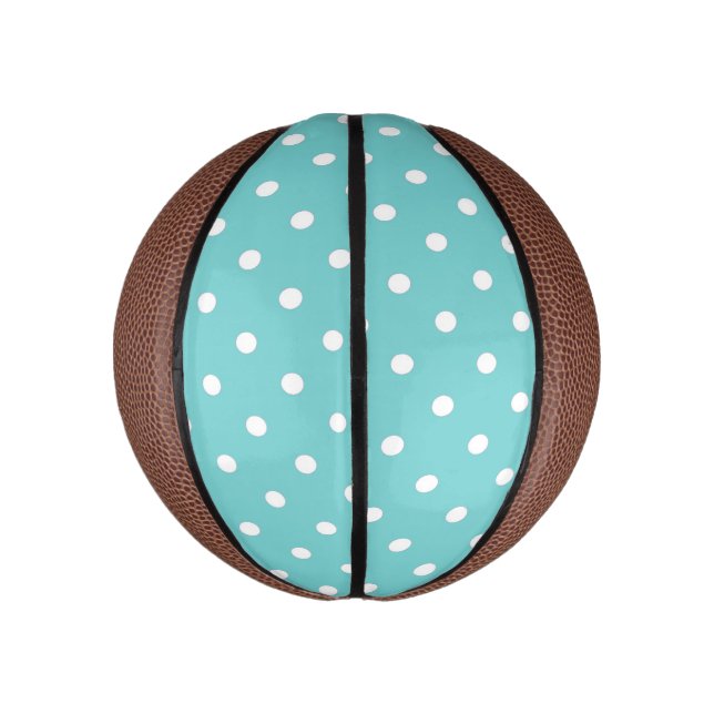 Teal Sky Polka Dot Mini Basketball (Vertical)