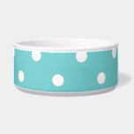 Teal Sky Polka Dot Pet Bowl<br><div class="desc">This gorgeous shade of blue could be found in a sky on any given day, as the sky changes hues frequently. In any case we couldn’t resist giving it a fun name like teal sky. We of course, made a matching polka dot pattern to give you the option between solid...</div>