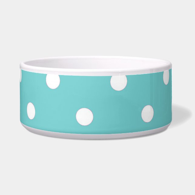Teal Sky Polka Dot Pet Bowl (Front)