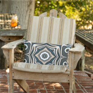 Teal Slate Blue Gray Taupe Dark Brown Tribal Art Lumbar Pillow