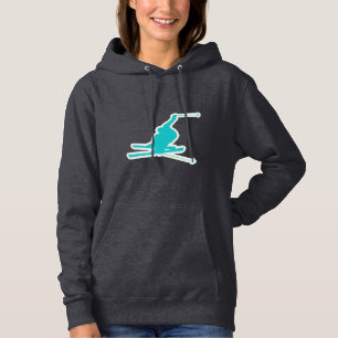 Teal Snow Skiing Hoodie