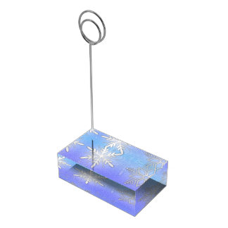 Teal Snowflake Bracket Winter Wedding Place Card Holder