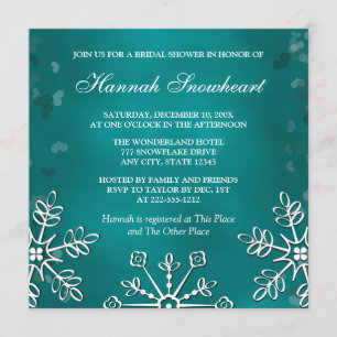 TEAL SNOWFLAKE BRIDAL SHOWER INVITATION