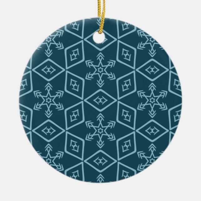 Teal Snowflake Ceramic Ornament (Front)