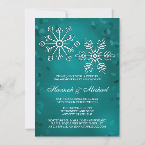TEAL SNOWFLAKE COUPLES ENGAGEMENT PARTY INVITATION