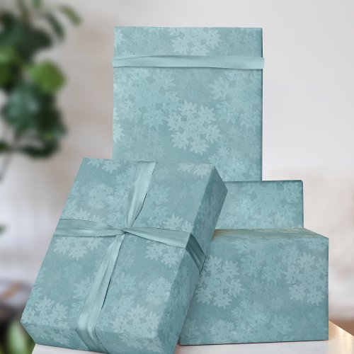 Teal Snowflake Pattern Christmas Winter Holiday  Wrapping Paper