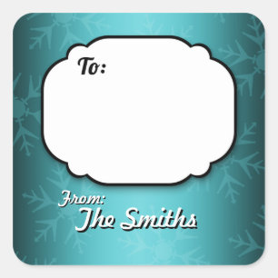 Teal Snowflakes Personalized Gift Tag stickers