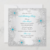 Teal Snowflakes Winter Wonderland Birthday Party Invitation (Front)