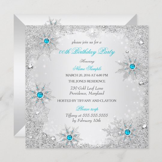 Teal Snowflakes Winter Wonderland Birthday Party Invitation | Zazzle.com