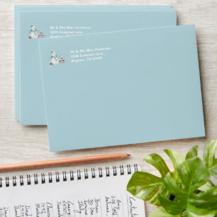 Teal Snowman Custom Return Address Holiday Envelope