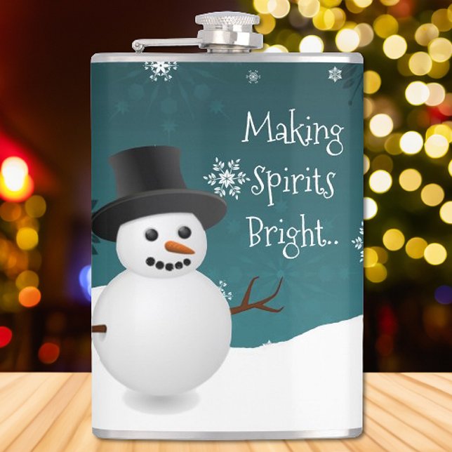 Teal Snowman Winter Scene Christmas Flask (Teal Snowman Winter Scene Christmas Flask)
