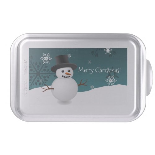 Teal Snowman Winter Scenery Christmas Cake Pan