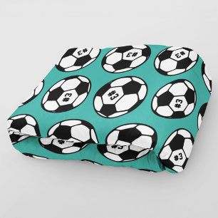 Teal Soccer Ball Number Pattern Fleece Blanket