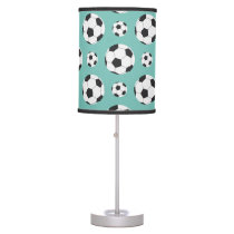 Teal Soccer Ball Pattern Green Blue Birthday Sport Table Lamp