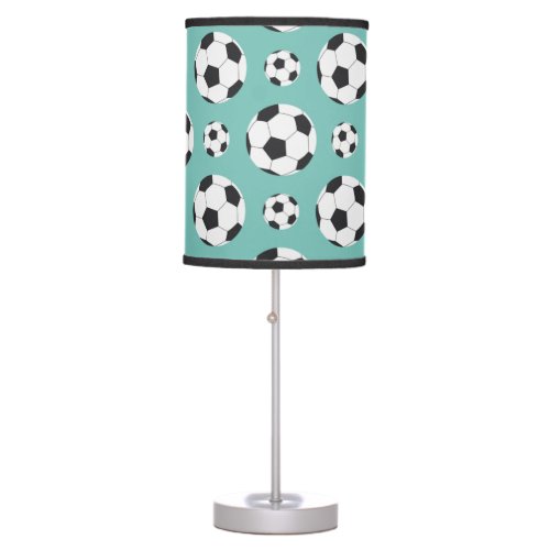 Teal Soccer Ball Pattern Green Blue Birthday Sport Table Lamp