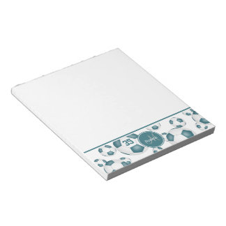 Teal soccer balls pattern sports accent notepad