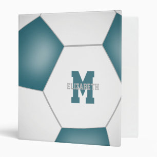 teal soccer club colors monogrammed team gifts 3 ring binder