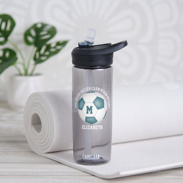 teal soccer team spirit personalized water bottle (Yoga)
