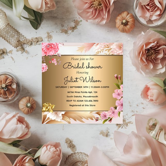 Teal Soiree Shine Gold damask bridal shower Invitation (Creator Uploaded)
