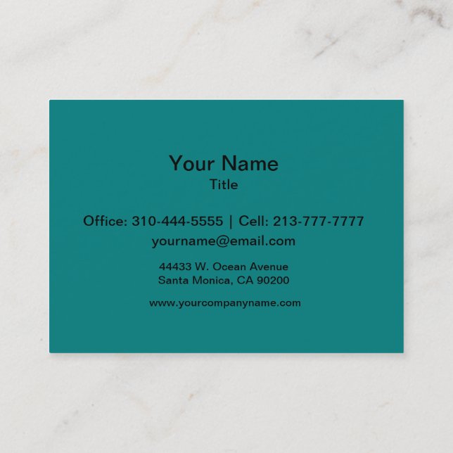 Teal Solid Color Business Card (Back)
