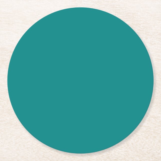 Teal Solid Color | Classic | Elegant Round Paper Coaster (Front)