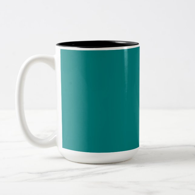 Teal Solid Color | Classic | Elegant Two-Tone Coffee Mug (Left)