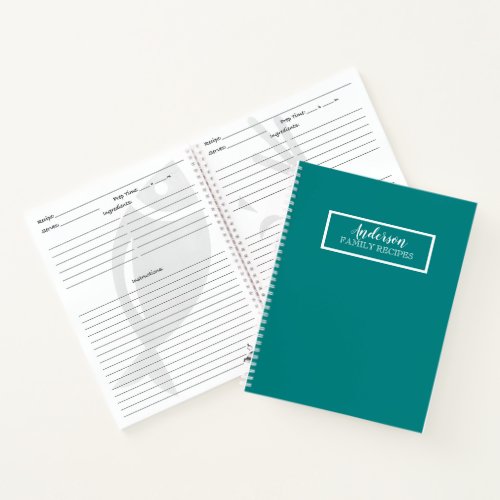 Teal Solid Color Customize It Notebook