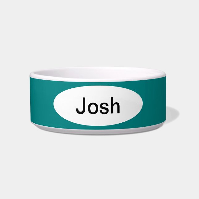 Teal Solid Color Personalize It Bowl (Front)