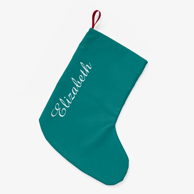 Teal Solid Color Small Christmas Stocking (Front (Hanging))