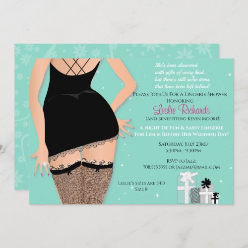 Teal Sparkle Lingerie Bridal Shower Invitation