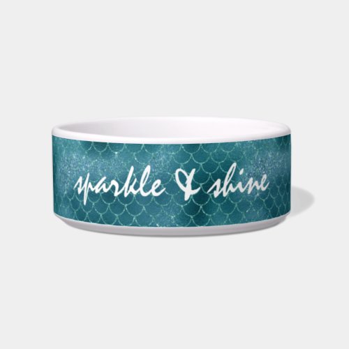 Teal Sparkle Mermaid personalized Bowl