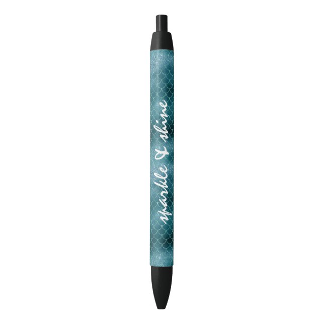 Teal Sparkle Mermaid personalized Pen (Front Vertical)