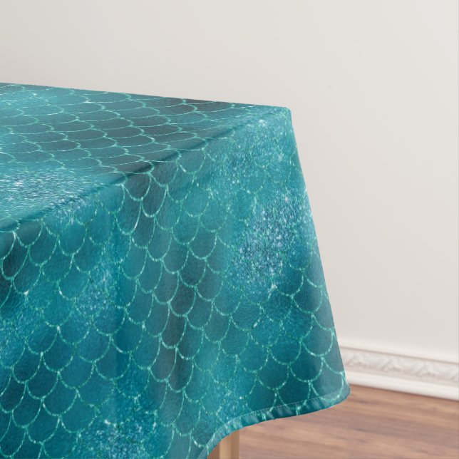 Teal Sparkle Mermaid Tablecloth (In Situ)
