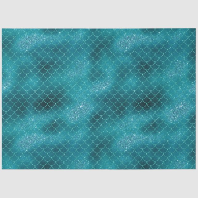 Teal Sparkle Mermaid Tissue Paper (Front)