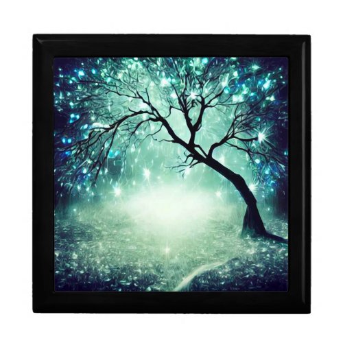 Teal Sparkle Tree Gift Box