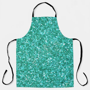 Teal sparkling glitter pattern       apron